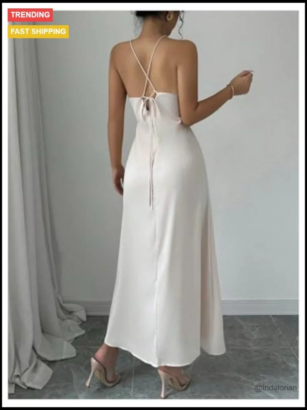 Polyester 3D Floral Halter Dress Criss Cross Backless Sleeveless Maxi